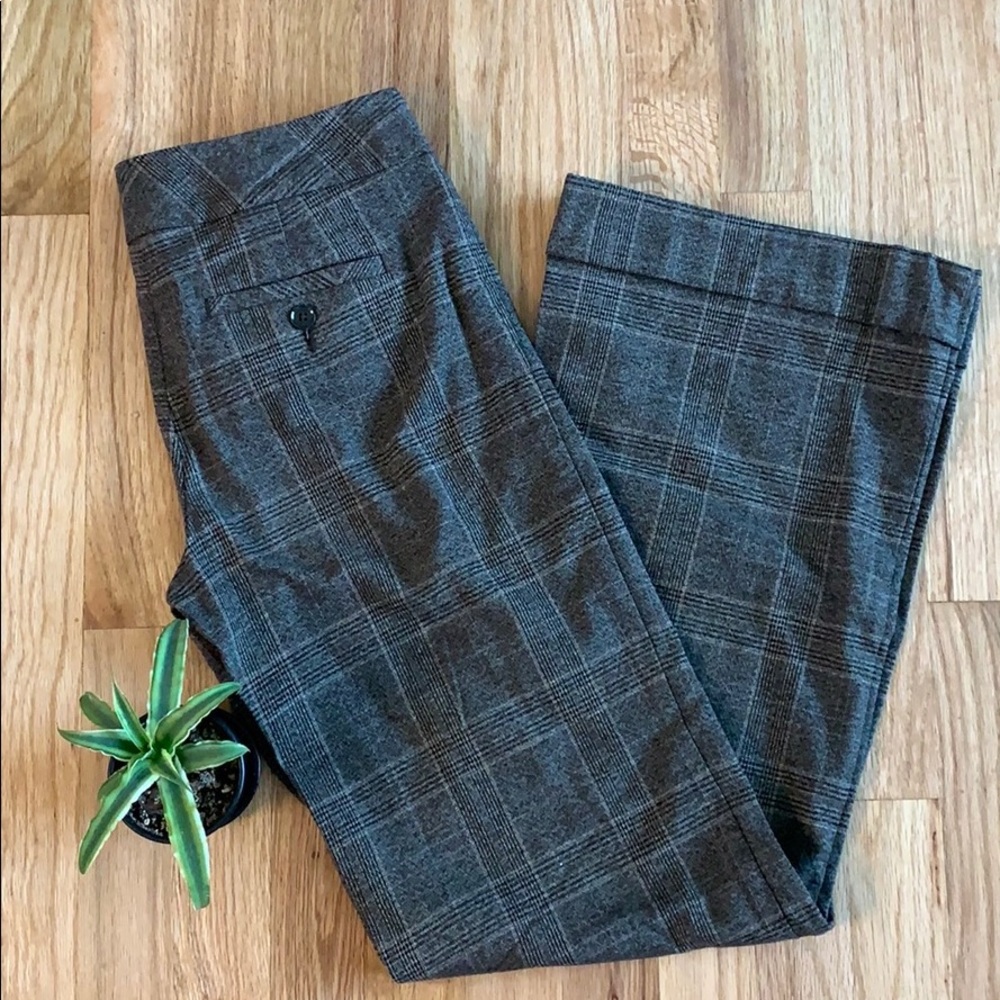 Express Sz0 Wide Leg Brown Plaid Business Pants